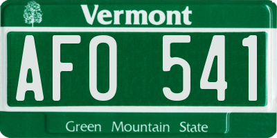VT license plate AFO541