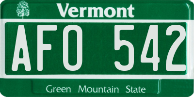 VT license plate AFO542