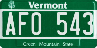 VT license plate AFO543