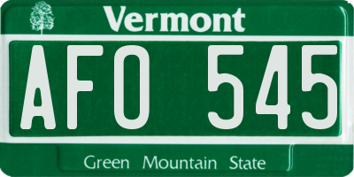 VT license plate AFO545