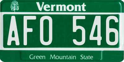 VT license plate AFO546