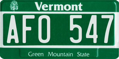 VT license plate AFO547