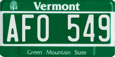 VT license plate AFO549