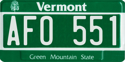 VT license plate AFO551