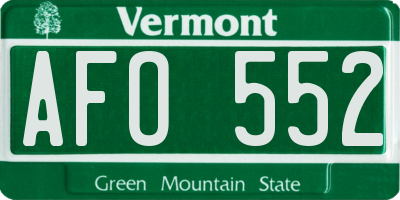 VT license plate AFO552