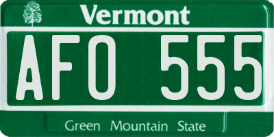 VT license plate AFO555
