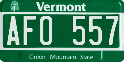 VT license plate AFO557