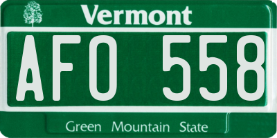 VT license plate AFO558