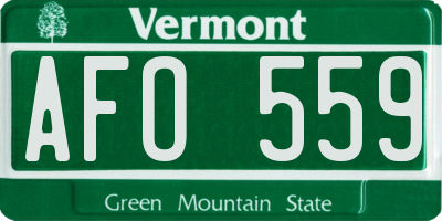 VT license plate AFO559