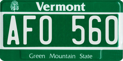VT license plate AFO560