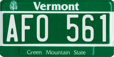 VT license plate AFO561