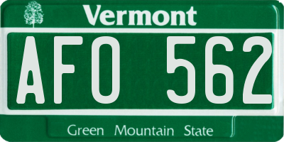 VT license plate AFO562
