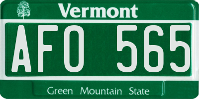 VT license plate AFO565