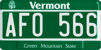 VT license plate AFO566