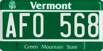 VT license plate AFO568