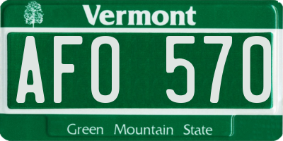 VT license plate AFO570