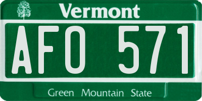 VT license plate AFO571