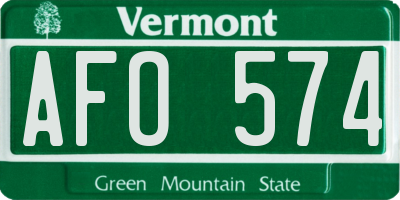 VT license plate AFO574