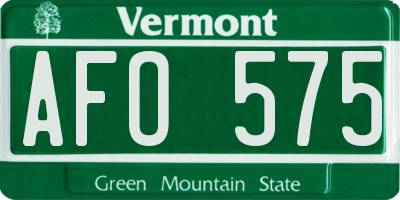 VT license plate AFO575