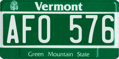 VT license plate AFO576