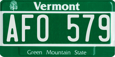 VT license plate AFO579