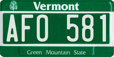 VT license plate AFO581