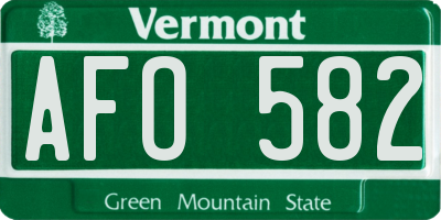 VT license plate AFO582