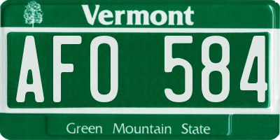VT license plate AFO584