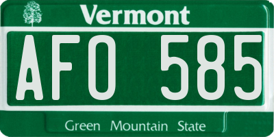 VT license plate AFO585