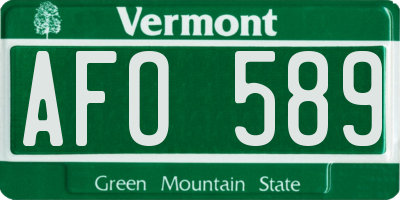 VT license plate AFO589