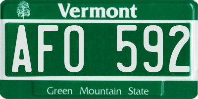 VT license plate AFO592