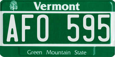 VT license plate AFO595