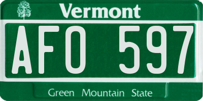 VT license plate AFO597