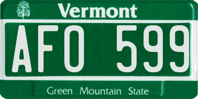 VT license plate AFO599