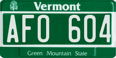 VT license plate AFO604
