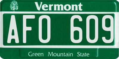 VT license plate AFO609