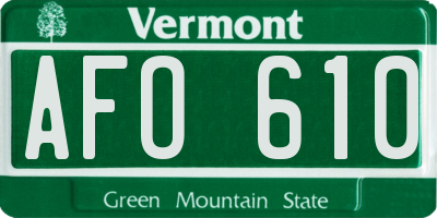 VT license plate AFO610
