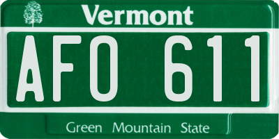 VT license plate AFO611