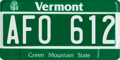 VT license plate AFO612
