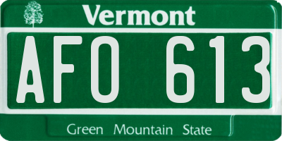 VT license plate AFO613