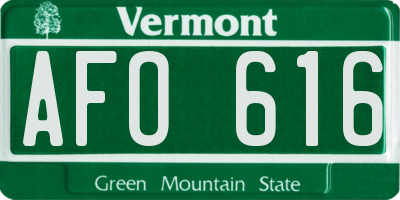 VT license plate AFO616