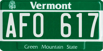 VT license plate AFO617
