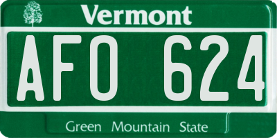 VT license plate AFO624