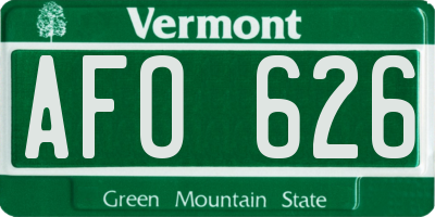 VT license plate AFO626