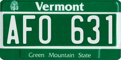 VT license plate AFO631