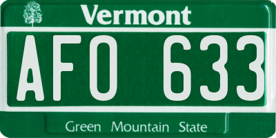 VT license plate AFO633