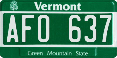 VT license plate AFO637