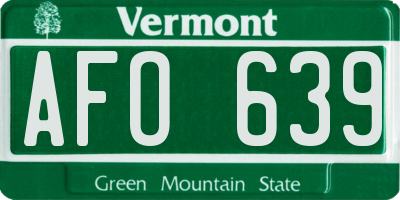 VT license plate AFO639