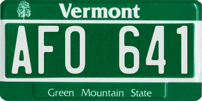 VT license plate AFO641