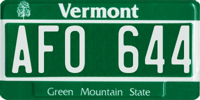 VT license plate AFO644